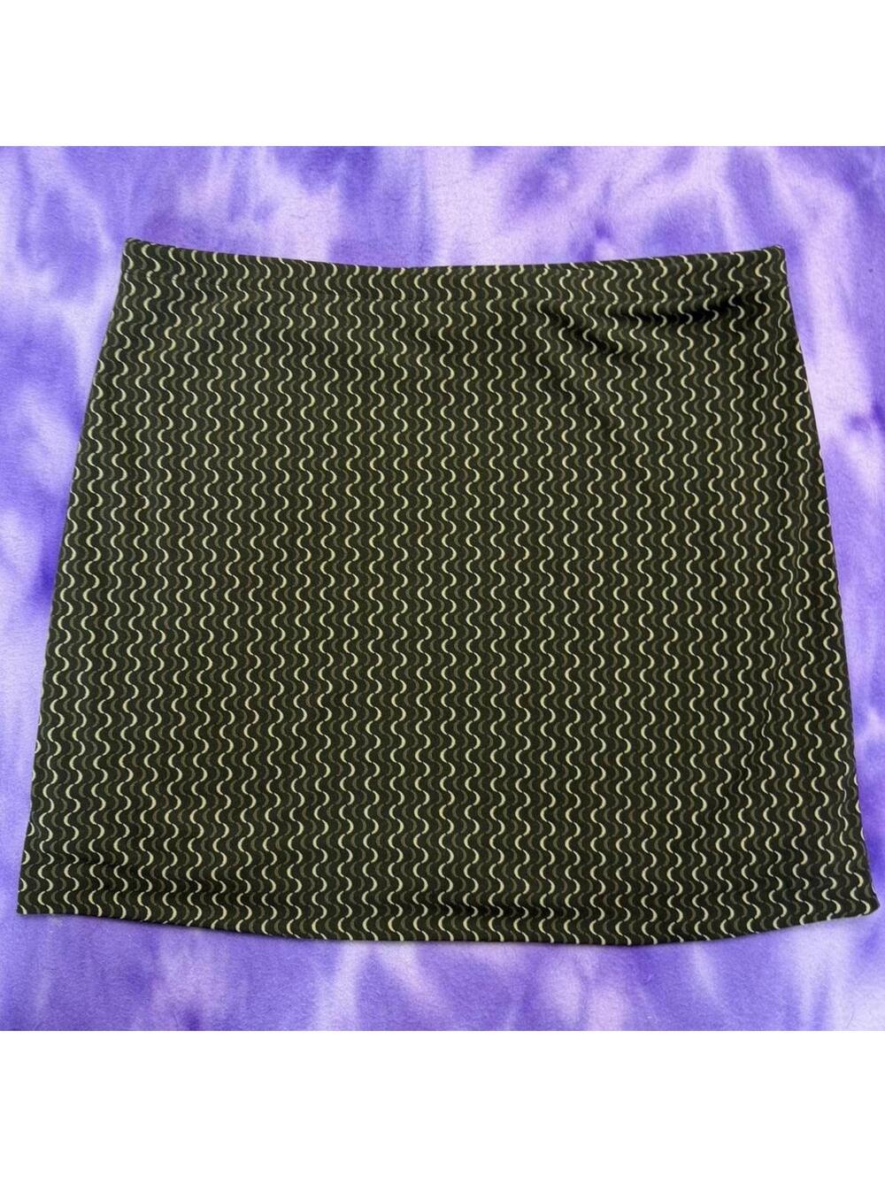 Vtg y2k old navy dark green wiggle print mini skirt